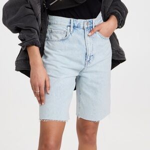 FRAME High Rise Bermuda Jean Shorts with Raw Edge Size 25